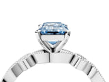 White gold Fancy Blue Emerald  Milgrain Bezel Diamond Engagement Ring with Solitaire Prong Setting_147