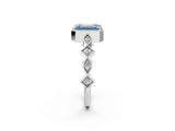 White gold Fancy Blue Emerald  Milgrain Marquise Diamond Twist Band Ring_76
