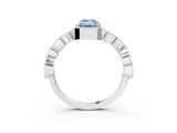 White gold Fancy Blue Emerald  Milgrain Marquise Diamond Twist Band Ring_77