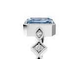 White gold Fancy Blue Emerald  Milgrain Marquise Diamond Twist Band Ring_79