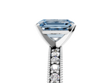 White gold Fancy Blue Emerald  Milgrain Pave Diamond Engagement Ring with Four-Prong Setting_137