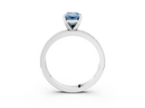 White gold Fancy Blue Emerald  Milgrain Pave Diamond Engagement Ring with Four-Prong Setting_155