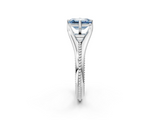 White gold Fancy Blue Emerald  Solitaire Beaded Band Six-Prong Setting_2