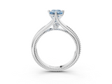 White gold Fancy Blue Emerald  Solitaire Beaded Band Six-Prong Setting_3