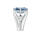 White gold Fancy Blue Emerald  Solitaire Beaded Band Six-Prong Setting_5