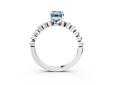 White gold Fancy Blue Emerald  Solitaire Bezel Accent Diamond Engagement Ring with Beaded Band and Four-Prong Setting_54