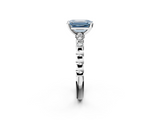 White gold Fancy Blue Emerald  Solitaire Bezel Accent Diamond Engagement Ring with Beaded Band and Four-Prong Setting_55