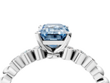 White gold Fancy Blue Emerald  Solitaire Bezel Accent Diamond Engagement Ring with Beaded Band and Four-Prong Setting_57