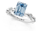 White gold Fancy Blue Emerald  Solitaire Bezel-Set Diamond Ring with Beaded Band and Four-Prong Setting_33