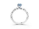 White gold Fancy Blue Emerald  Solitaire Bezel-Set Diamond Ring with Beaded Band and Four-Prong Setting_35