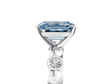 White gold Fancy Blue Emerald  Solitaire Bezel-Set Diamond Ring with Beaded Band and Four-Prong Setting_37