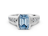 White gold Fancy Blue Emerald  Solitaire Bezel-Set Diamond Ring with Channel-Set Band_37