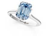 White gold Fancy Blue Emerald  Solitaire Cathedral Diamond Ring with Six-Prong Setting_18