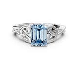 White gold Fancy Blue Emerald  Solitaire Celtic Knot Engagement Ring with Four-Prong Setting_75