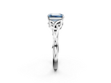 White gold Fancy Blue Emerald  Solitaire Celtic Knot Engagement Ring with Four-Prong Setting_78