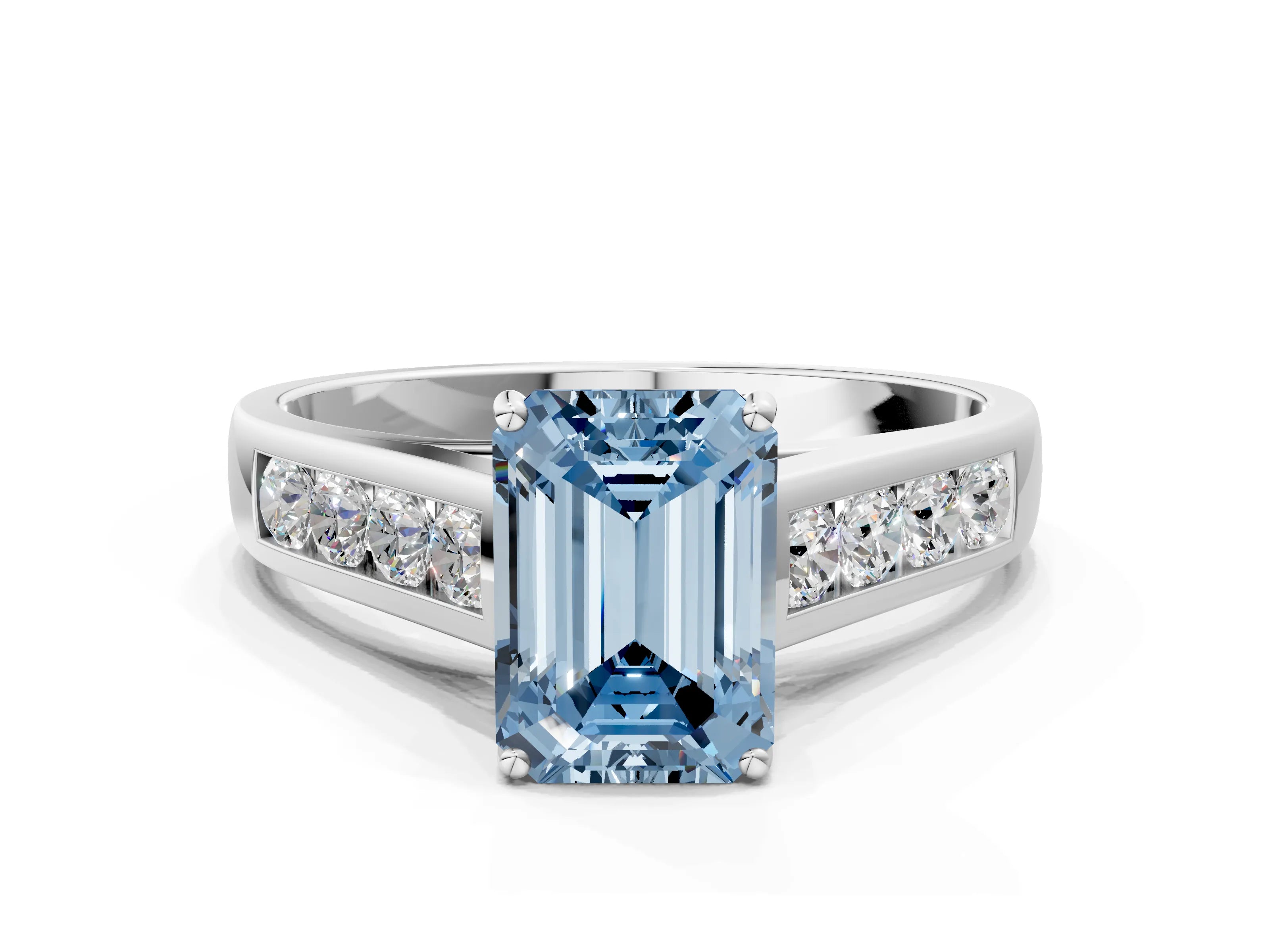 White gold Fancy Blue Emerald  Solitaire Channel-Set Diamond Engagement Ring with Four-Prong Setting_31