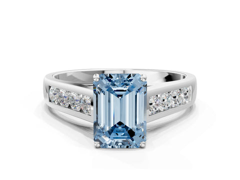 White gold Fancy Blue Emerald  Solitaire Channel-Set Diamond Engagement Ring with Four-Prong Setting_31