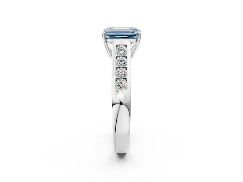 White gold Fancy Blue Emerald  Solitaire Channel-Set Diamond Engagement Ring with Four-Prong Setting_33
