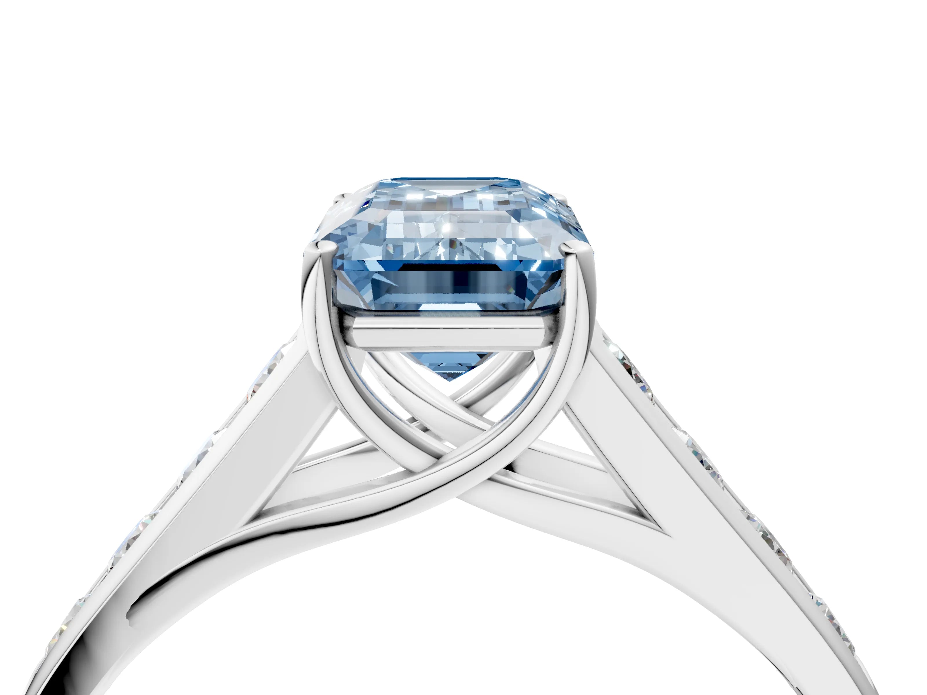White gold Fancy Blue Emerald  Solitaire Channel-Set Diamond Engagement Ring with Four-Prong Setting_35