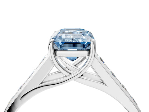 White gold Fancy Blue Emerald  Solitaire Channel-Set Diamond Engagement Ring with Four-Prong Setting_35