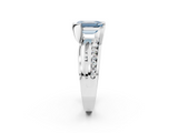 White gold Fancy Blue Emerald  Solitaire Channel-Set Split Shank Ring with Tension Prong Setting_5