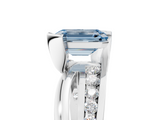 White gold Fancy Blue Emerald  Solitaire Channel-Set Split Shank Ring with Tension Prong Setting_8