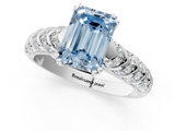White gold Fancy Blue Emerald  Solitaire Chevron Pave Diamond Engagement Ring with Six-Prong Setting_4
