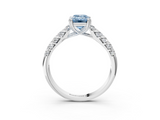 White gold Fancy Blue Emerald  Solitaire Chevron Pave Diamond Engagement Ring with Six-Prong Setting_6