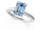 White gold Fancy Blue Emerald  Solitaire Diamond Engagement Ring with Four-Prong Setting on a Classic Band_4