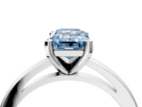 White gold Fancy Blue Emerald  Solitaire Diamond Engagement Ring with Four-Prong Setting on a Classic Band_7