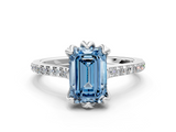 White gold Fancy Blue Emerald  Solitaire Diamond Engagement Ring with Pave Band and Six-Prong Setting_20