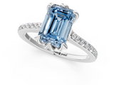 White gold Fancy Blue Emerald  Solitaire Diamond Engagement Ring with Pave Band and Six-Prong Setting_21