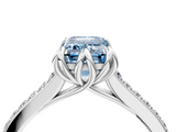 White gold Fancy Blue Emerald  Solitaire Diamond Engagement Ring with Pave Band and Six-Prong Setting_24