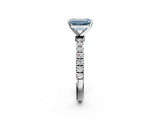 White gold Fancy Blue Emerald  Solitaire Diamond Pavé Band with Four-Prong Setting_30