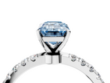 White gold Fancy Blue Emerald  Solitaire Diamond Pavé Band with Four-Prong Setting_32