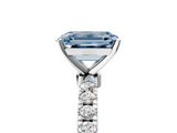 White gold Fancy Blue Emerald  Solitaire Diamond Pavé Band with Four-Prong Setting_33