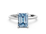 White gold Fancy Blue Emerald  Solitaire Diamond Ring with 4-Prong Setting on a Classic Band_3