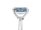 White gold Fancy Blue Emerald  Solitaire Diamond Ring with 4-Prong Setting on a Classic Band_8