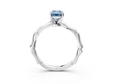 White gold Fancy Blue Emerald  Solitaire Diamond Ring with Bamboo Band and Four-Prong Setting_71