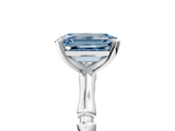 White gold Fancy Blue Emerald  Solitaire Diamond Ring with Bamboo Band and Four-Prong Setting_73
