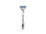 White gold Fancy Blue Emerald  Solitaire Diamond Ring with Bezel Set Side Stones and Prong Setting_5