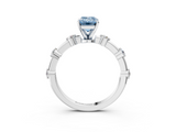 White gold Fancy Blue Emerald  Solitaire Diamond Ring with Bezel Set Side Stones and Prong Setting_6