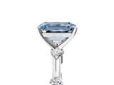 White gold Fancy Blue Emerald  Solitaire Diamond Ring with Bezel Set Side Stones and Prong Setting_8