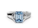 White gold Fancy Blue Emerald  Solitaire Diamond Ring with Cathedral Band and Four-Prong Setting_65