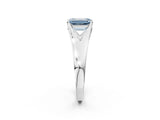 White gold Fancy Blue Emerald  Solitaire Diamond Ring with Cathedral Band and Four-Prong Setting_67