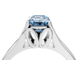 White gold Fancy Blue Emerald  Solitaire Diamond Ring with Cathedral Band and Four-Prong Setting_69