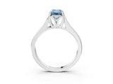 White gold Fancy Blue Emerald  Solitaire Diamond Ring with Cathedral Band and Four-Prong Setting_69