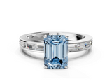 White gold Fancy Blue Emerald  Solitaire Diamond Ring with Channel-Set Baguette Band and Four-Prong Setting_80