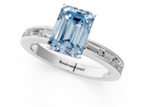 White gold Fancy Blue Emerald  Solitaire Diamond Ring with Channel-Set Baguette Band and Four-Prong Setting_81