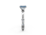 White gold Fancy Blue Emerald  Solitaire Diamond Ring with Channel-Set Baguette Band and Four-Prong Setting_82